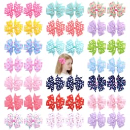 20pcs/set 3.2'' Large Sunflower Dots Ribbon Bows Hair Clips for Baby Girls Grosgrain Hairpins Headwear Kids Hair Accessories