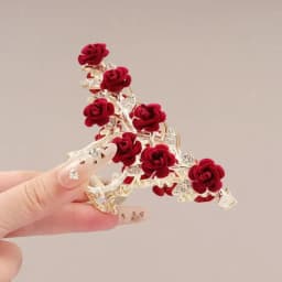 Rose Flower High-End Hairpin, New Rose French Style Elegant Back-Of-Head Clip, Metal Hair Accessory for Updos, Shark Clip