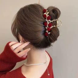 Rose Flower High-End Hairpin, New Rose French Style Elegant Back-Of-Head Clip, Metal Hair Accessory for Updos, Shark Clip