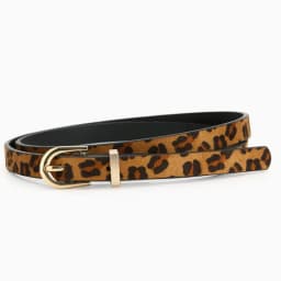 Retro Boho Style Leopard Print Thin PU Belt - Slim Fit Decorative Belt for Women Daily & Party
