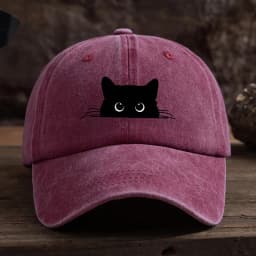 Cute cat print adjustable baseball cap for men and women, casual wear for outdoor travel, sun shading duckbill cap