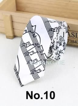 Classic Musical Notes Tie Neck Mens Skinny 5cm Zipper Neckties Red Black Blue White Color Slim Narrow Entertainment Party