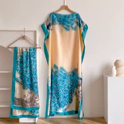 NEW Fashion Summer Dress With Big Scarf Dubai Turkey Kaftan Muslim Loose Abaya Women African Casual Maxi Peacock Shawl Robe