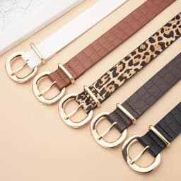 Fashionable Alligator Pattern Belts for Woman 105cm Durable PU Gold Color Buckle Belts Woman's Jeans Belts