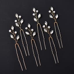 6pcs Faux Pearl Decor Hair Pins, Handcrafted U-shaped Hair Accessories, Fashionable Wedding Headwear Bridal Accessories