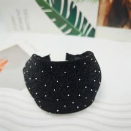 Spring/Summer Black Mesh Headband for Women Extra Wide Hairband Cross Design Elegant and Fashionable Hair Bands Shining Plaid