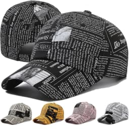 Hot Sale Unisex Casual Graffiti Newspaper Design Baseball Cap Street Hip Hop Sunscreen Outdoor Hat For Women And Men