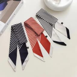 ins small silk scarf simple stripe women's for Women, Kawaii Aesthetic Hairband Style, Daily Office Party Holiday Gift Trendy