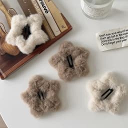 4pcs Autumn and Winter Plush Five-pointed Star Hairpins Side Bangs BB Clip Cute, Soft and Milky Sweet Girl Hollow Hairpin Tide