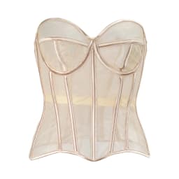 Sheer Corset Waist Shaping Girdle Fishbone Bustier with Tied for Women