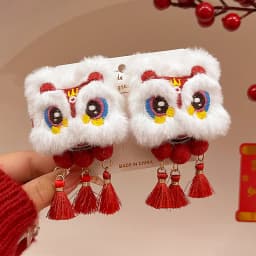 1pc Xingshi tassel hair clip, red New Year hair clip, Chinese style cute women's autumn and winter ancient style Hanfu headwear