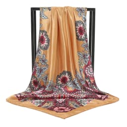 Fashion Square Silk Scarf Women Printed Chain Satin Neckerchief Mulim Hijab Luxury Shawl Hairband Bandana Foulard 90*90cm