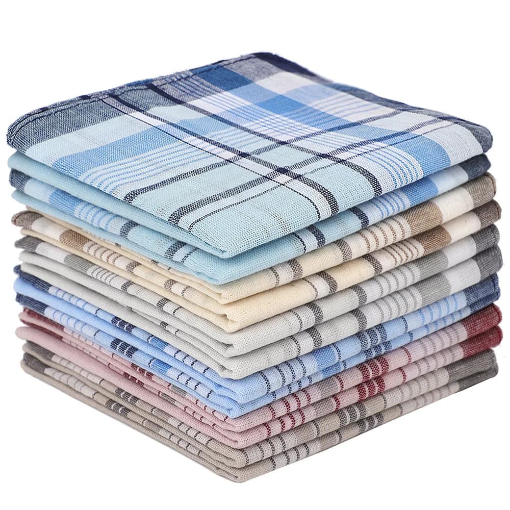 12-Pack Pure Cotton Soft and Comfortable Handkerchiefs, Unisex Handkerchiefs, Wedding Season Gifts, Pocket Towels
