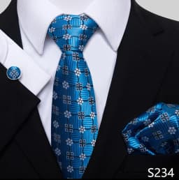Fashion Brand Hot Sale Blue Plaid 8 cm Tie Pocket Squares Cufflink Set Necktie Men Wedding Accessories Fit Formal Party