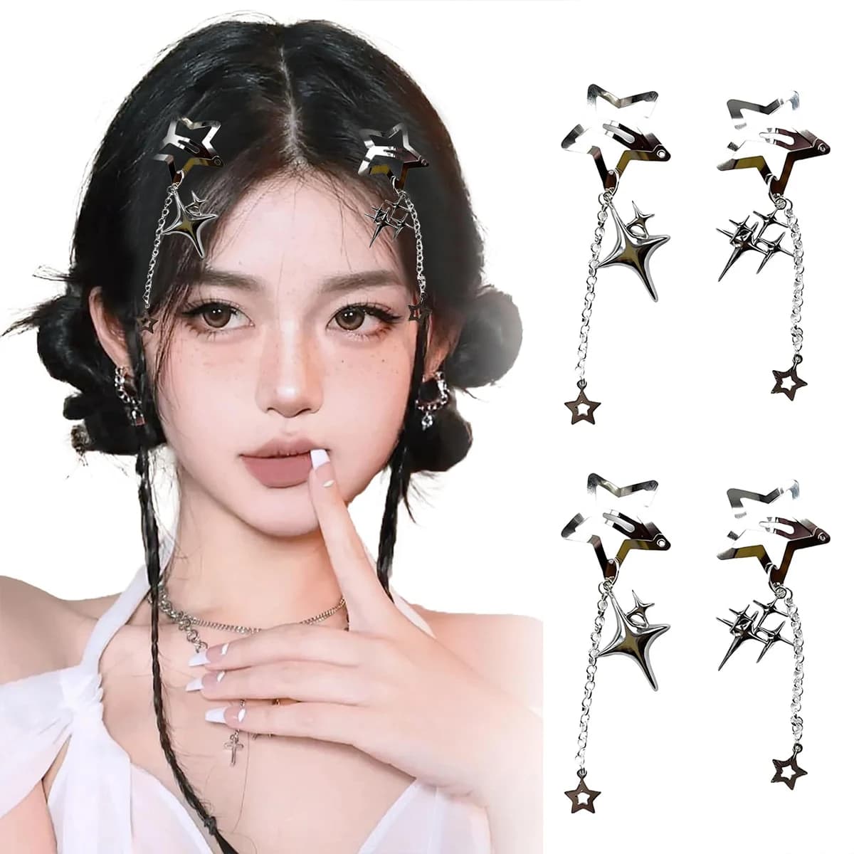 Star Hair Clips Cute Y2k Women's Accessories Durable Metal Glitter Snap Clips Hair Clips Star Bangs Clips Side Clips