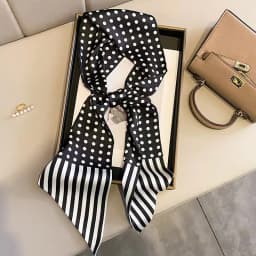 Fashion Bevel Print Hair Ribbon Silk Scarf Women Neck Tie Bag Scarfs Satin Silk Skinny Headscarves Ladies Headband Foulard Gift
