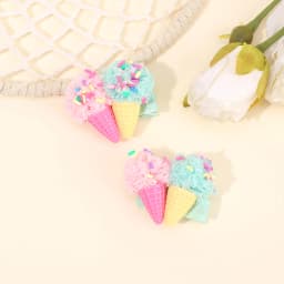 2Pcs Ice Cream Cone Hair Clips Sweet Pink Simulated Ice Cream Hairpins For Baby Girls Children Cute Headdress Hair Accessories