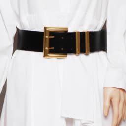 5.8cm Ultra Wide Belts for Woman Heavy Black PU Band Gold Color Buckle Belts Apparel Accessories
