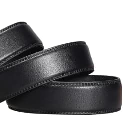 3.5cm Width High Quality Genuine Leather Men's Business Belt Metal Automatic Buckle Ratchet Black Brown