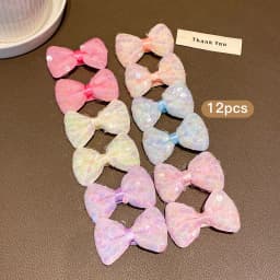 12 colorful sequin bow hair clips, sweet and stylish hair accessories suitable for daily use