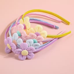 4/8pcs Flower Headbands for Girls Kids Girls Plastic Satin Hairbands Cute Flower Headband Children Hair Aceessories