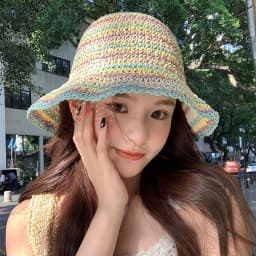 Rainbow Sun hat Women's Summer Hat Wide Brimmed Striped Sun Protection Fisherman Cap Bucket Hat Colorful Foldable Sunhat New