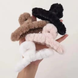 Solid Fluffy Cross Hair Claw For Women Girls Sweet Hair Ornament Plush Headband Hair Claw Clip Hairpin Fashion Hair Accessories