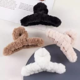 Solid Fluffy Cross Hair Claw For Women Girls Sweet Hair Ornament Plush Headband Hair Claw Clip Hairpin Fashion Hair Accessories