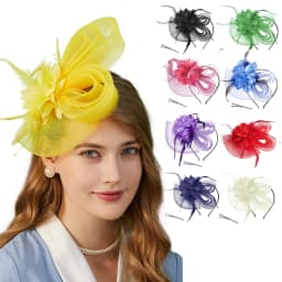2025 New Fascinator Feathers Mesh Ribbons Brides Hair Accessories Headband or a Clip Cocktail Tea Party Headwewar Wedding