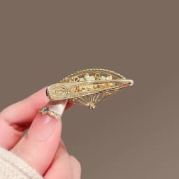 Temperament Pearl Sakura Fan Hair Clip For Women Super Fairy Side Bangs Clip Daily Alloy Duckbill Clip Hairpin Hair Accessories