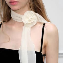 Fashion Luxury Chiffon Scarf Elegant Trendy Floral Scarf Shawl Versatile Detachable Rose Decor Neck Scarf For Women Girls Gifts