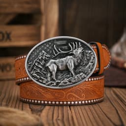 Men - Women - Western Denim - PU Leather - Belt - Vintage Jeans with Carved Buckle Belt