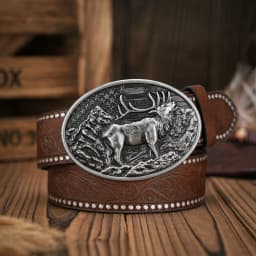 Men - Women - Western Denim - PU Leather - Belt - Vintage Jeans with Carved Buckle Belt