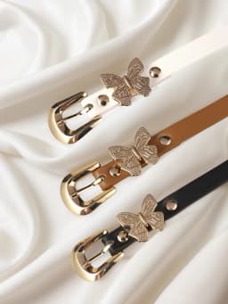 Children's new butterfly belt jeans dress decorative PU belt factory direct sales