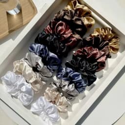 16/6-Piece Women's Pure Color Satin Large Scrunchie Daily Simple Atmospheric Set