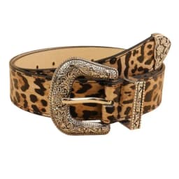 Gothic Retro Women's Belt Fashion Casual Versatile Jeans Accessories Girdle Silver Pin Buckle Leopard Print Pu Leather Waistband
