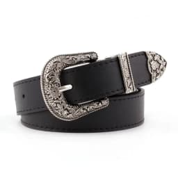 Gothic Retro Women's Belt Fashion Casual Versatile Jeans Accessories Girdle Silver Pin Buckle Leopard Print Pu Leather Waistband