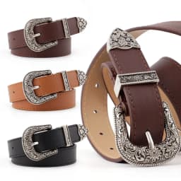 Gothic Retro Women's Belt Fashion Casual Versatile Jeans Accessories Girdle Silver Pin Buckle Leopard Print Pu Leather Waistband