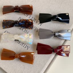 2025 New Premium Acetic Acid Hairpin Women's Back of Head Bow Hair Accessories Semi-Tie Hair Spring Clip Side Clip