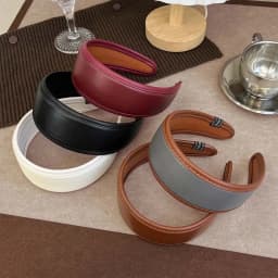 New 2025 Retro PU Leather Hairbands Wide Turbans Non-slip Hoop Headband Elegant Hair Accessories Women Girls Fashion Items Gifts