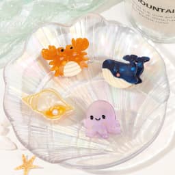 Small Delicate Cute Childs Acetate Hair Clips Cartoon Whale Seahorse Crab Starfish Hairpins Side Bangs Girls Hair Accessories