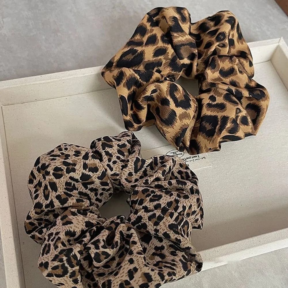 Leopard Print Hair Tie Korea Fashion Hair Rope Oversized Scrunchie For Women High Elasticity Elastic Hair Band Hair Accessories