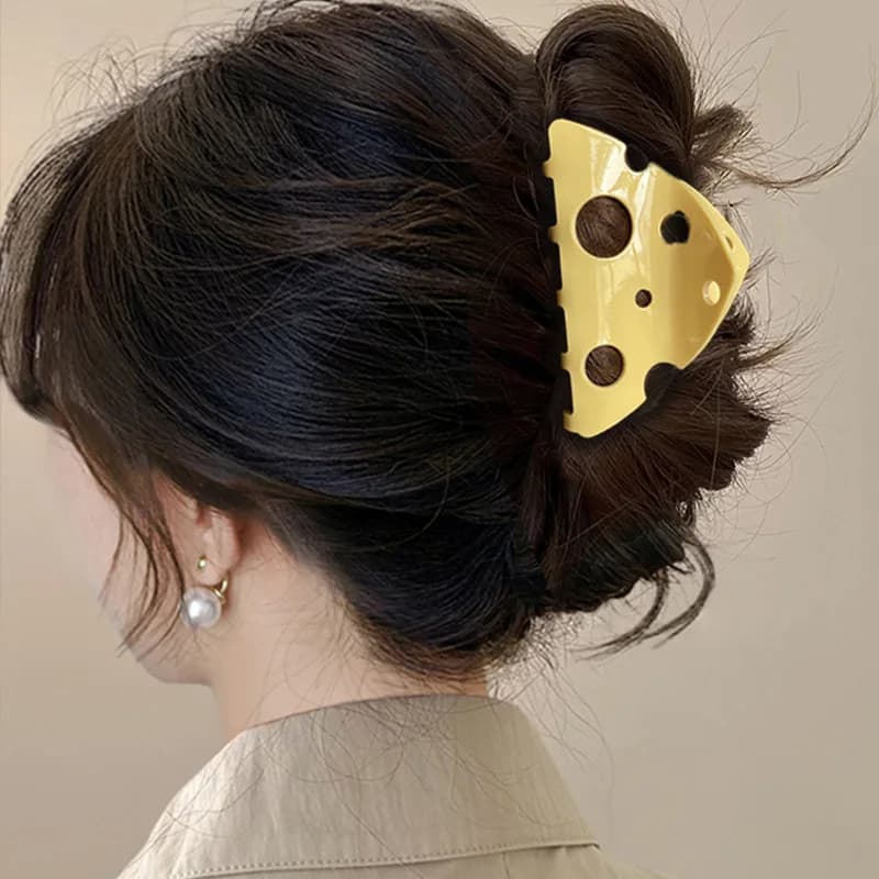 1/6 Pcs Women's Hair Claws Personalized Creative Funny Hair Accessories Girl Cheese Cute Kawaii Fashionable Trendy Hair Clips