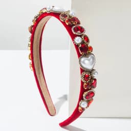 Pink Valentine's Day Baroque Full Diamond Love Pearl Versatile Headband Party Holiday Hair Accessories Girl