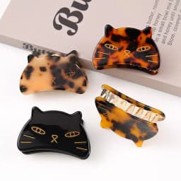 1pc elegant acetate cat grab clip metal tooth hairpin, ladies back of the head disc hair gripper, cute sweet hair scratch