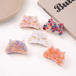 1pc elegant acetate cat grab clip metal tooth hairpin, ladies back of the head disc hair gripper, cute sweet hair scratch