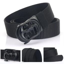 Men Nylon Belt Luxury Bat Metal Automatic Buckle Canvas Belts for Women Fashion Jeans Waistband Casual Male Strap Black