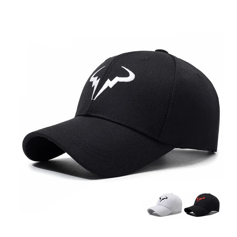 Stylish Black Baseball Cap with Unique White Bull - Horn - like Logo, Ideal for Everyday Wear and Outdoor Activities