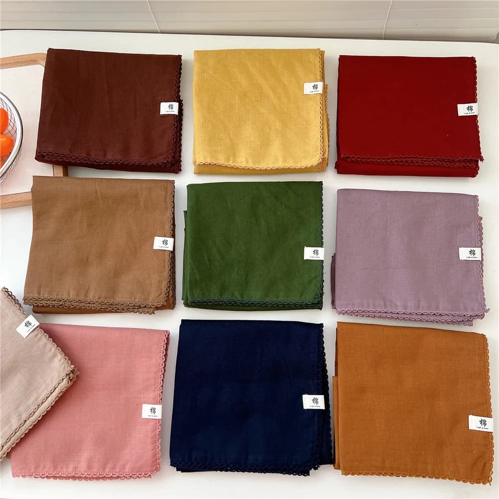 68*68cm Solid Color Cotton Square Scarf Women Girls Headband Accessories Hairscarf Hairscarf Bandanas