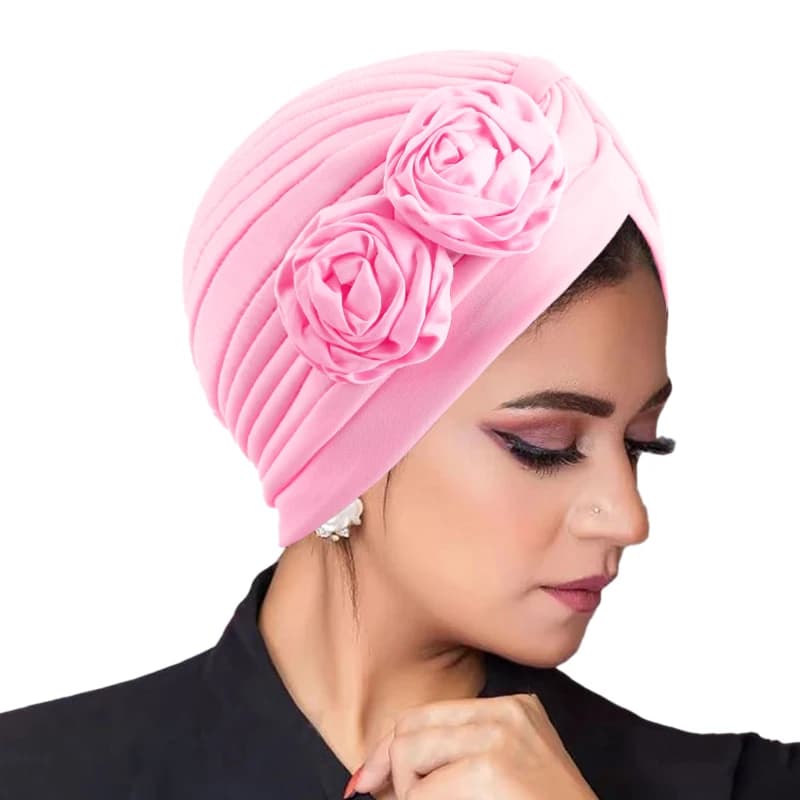 Muslim Fashion Flower Hijab Turban Ethnic Islamic Women Beanie Hat Hair Loss Chemo Headwear Head Wrap Cap Trendy Ladies Bandana